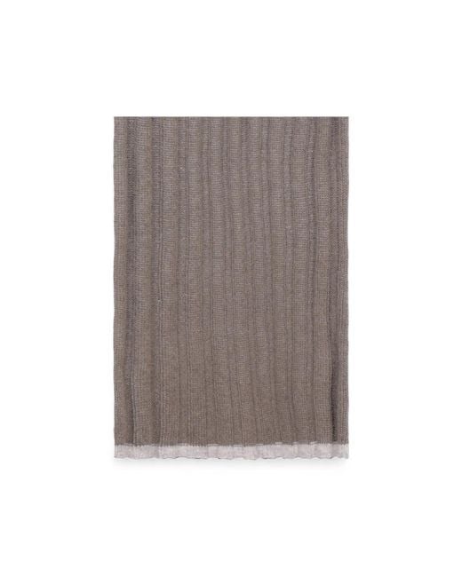 Brunello Cucinelli Brown Ribbed-Knit Cashmere Scarf for men