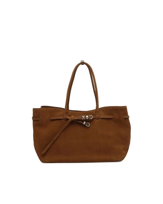 MARGE SHERWOOD Brown Buckle-Detail Shoulder Bag