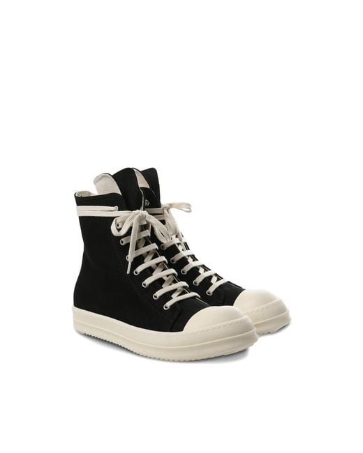 Rick Owens Black Denim Low Top Sneakers for men