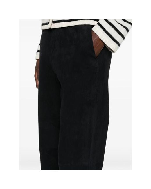 Forte_forte Black Suede Wide-Leg Trousers