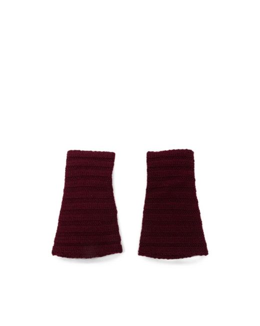Lisa Yang Purple Ribbed-Knit Fingerless Gloves