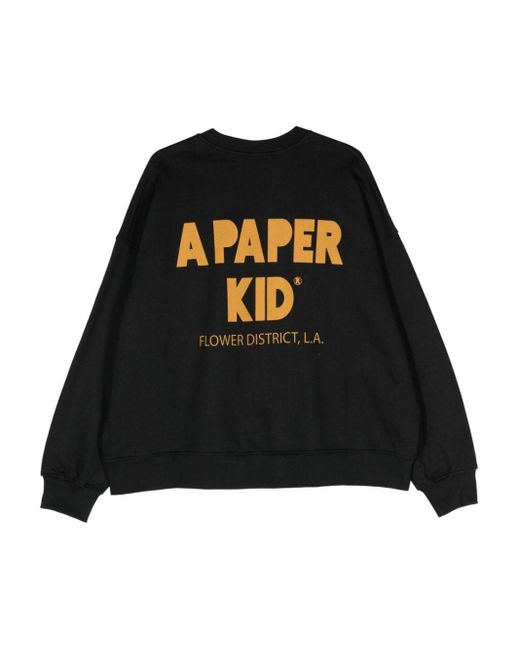 A PAPER KID Black Logo-Print Cotton Sweatshirt