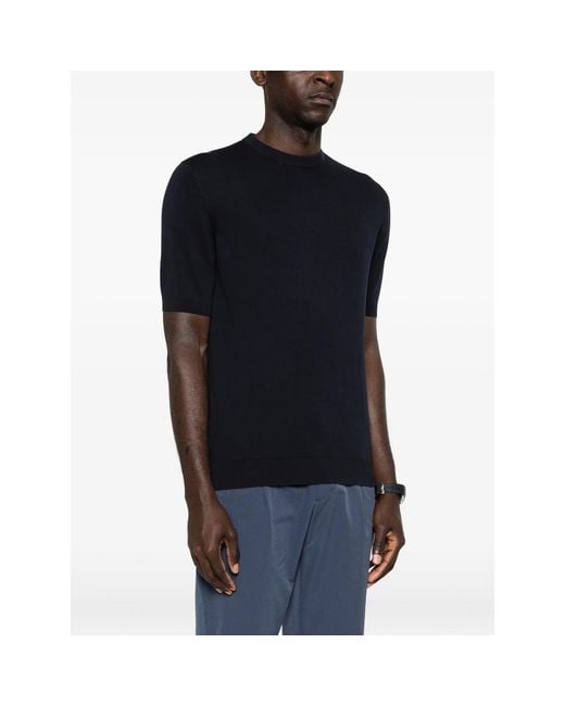 Fedeli Black Crew Neck Short-Sleeve T-Shirt for men