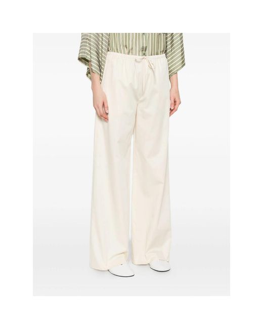 FRAME White Trousers Wide-Leg Silk-Blend