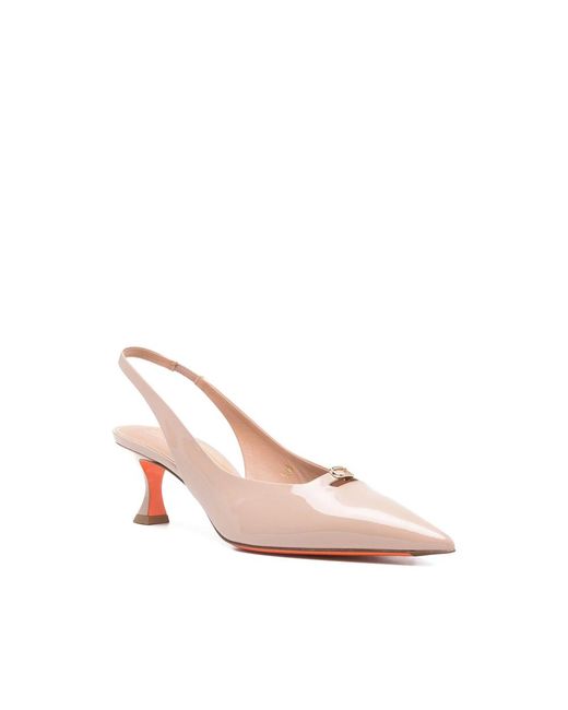 Santoni Pink Point Toe Slingback Shoes