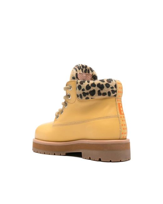 PDF Natural Leopard-Print Lace-Up Hiking Boots for men