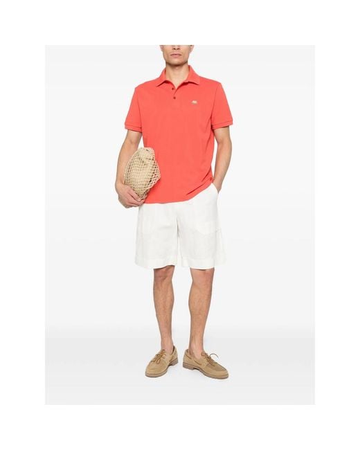 Etro Red Button Logo-Detail Polo Shirt for men