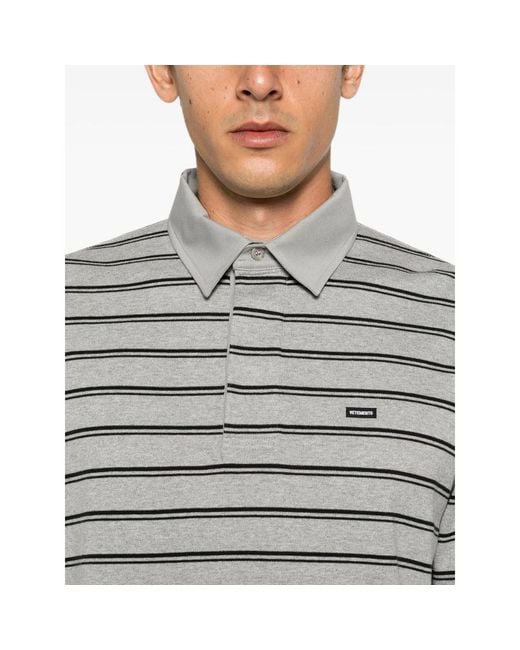 Vetements Gray Striped Long-Sleeve Polo Shirt for men
