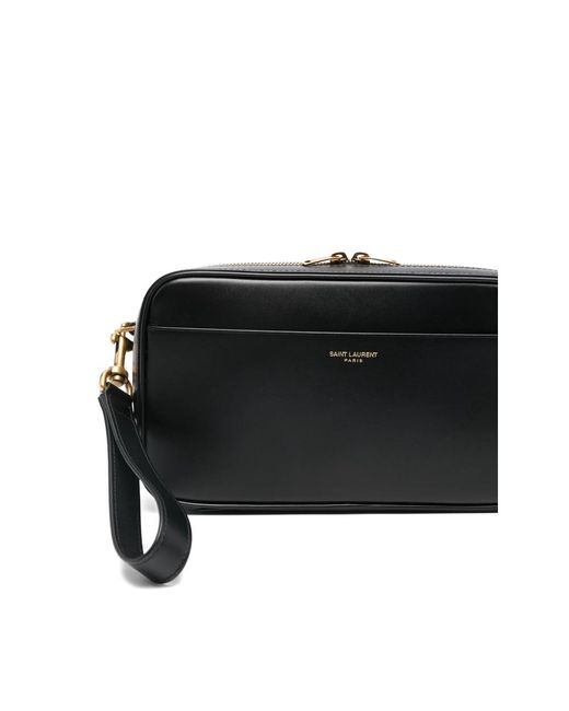 Saint Laurent Black Zip Wristlet Wash Bag for men