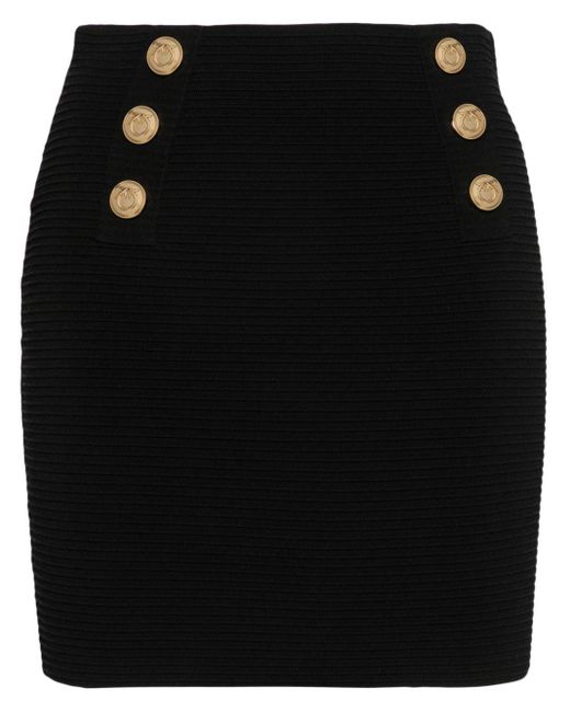 Pinko Black Ribbed-Knit Mini Skirt