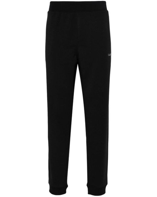 Calvin Klein Black Rubberised-Logo Track Pants for men