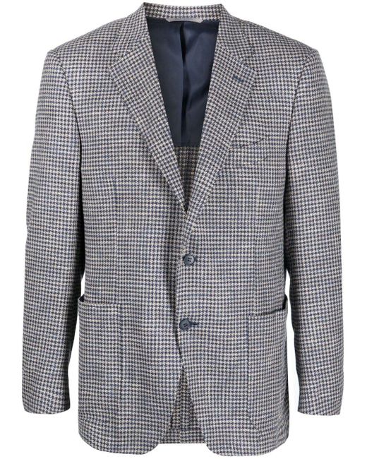 Canali Blue Houndstooth Single-breasted Blazer for men