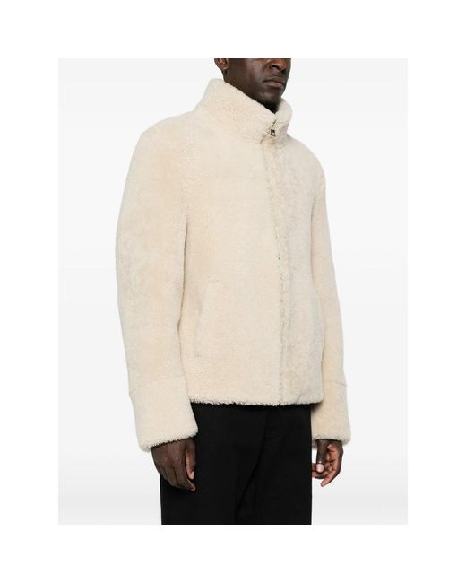 Eraldo Natural High-Neck Shearling Jacket for men