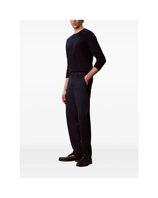 Calvin Klein Blue Straight-Leg Chino Trousers for men