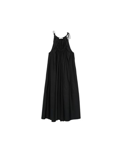 Co. Black Tie-Straps Gathered Maxi Dress