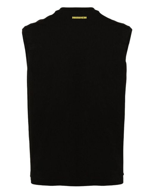 DSquared² Black Stretch-Cotton Sleep Tank Top for men