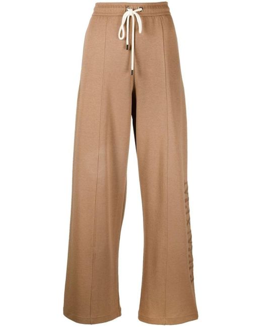 Max Mara Brown Logo-print Wide-leg Trousers