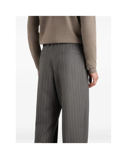Dolce & Gabbana Gray Pinstripe Virgin-Wool Trousers for men