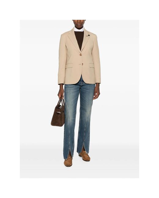 Lardini Natural Rocco Flower-Detail Blazer