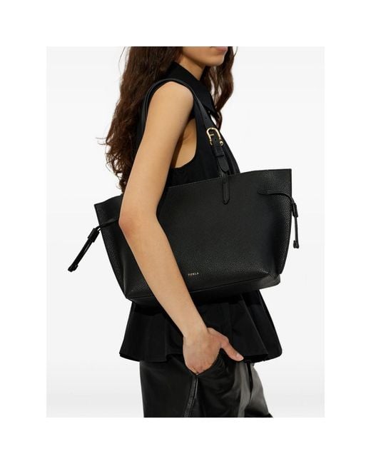 Furla Black Large Ava Leather Tote Bag