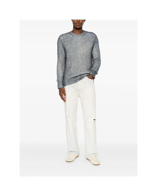 Avant Toi Gray Bouclé-Knit Crew-Neck Knitwear for men
