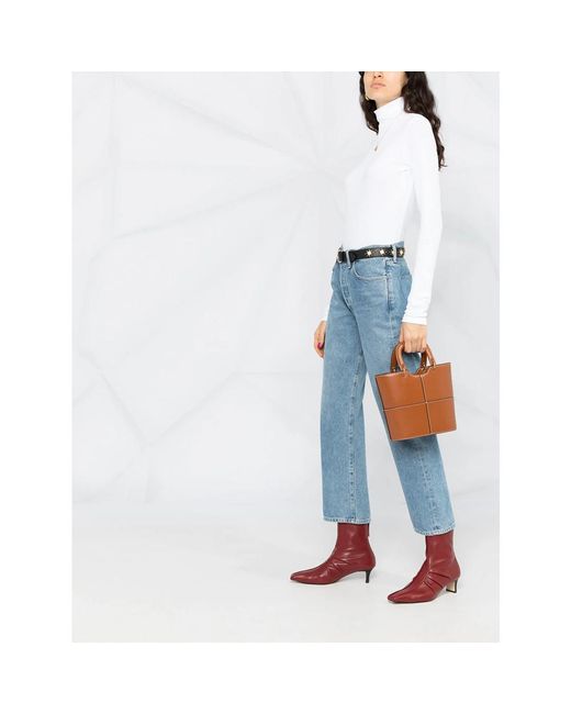 Vince White Roll-Neck Cotton Blouse