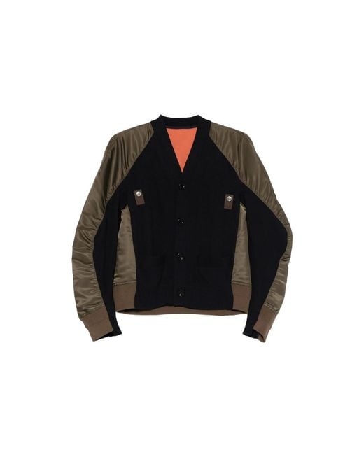 Sacai Black Twill Cardigan
