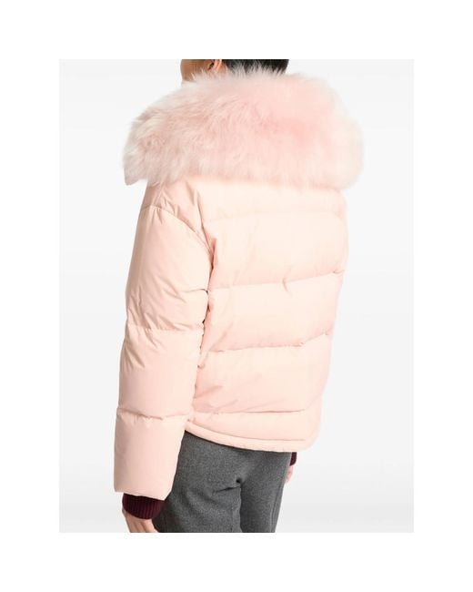 Yves Salomon Pink Shearling-Trim Down Jacket