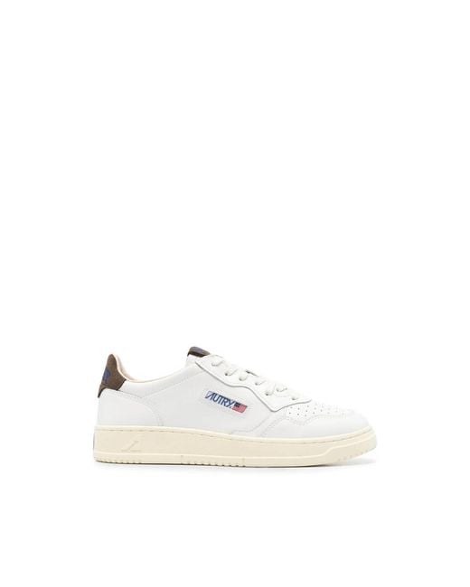 Autry White Medalist Logo-Patch Sneakers for men
