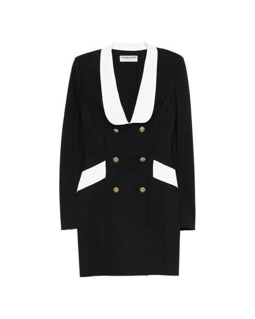 Chiara Boni Black Double-Breasted Blazer Dress
