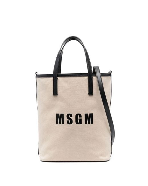 MSGM Natural Logo-print Tote Bag