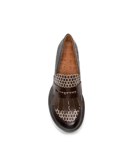 Chie Mihara Brown Jeluse Croc-Effect Fringed Loafers