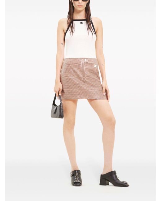 Courreges Natural Re-edition Checked Mini Skirt