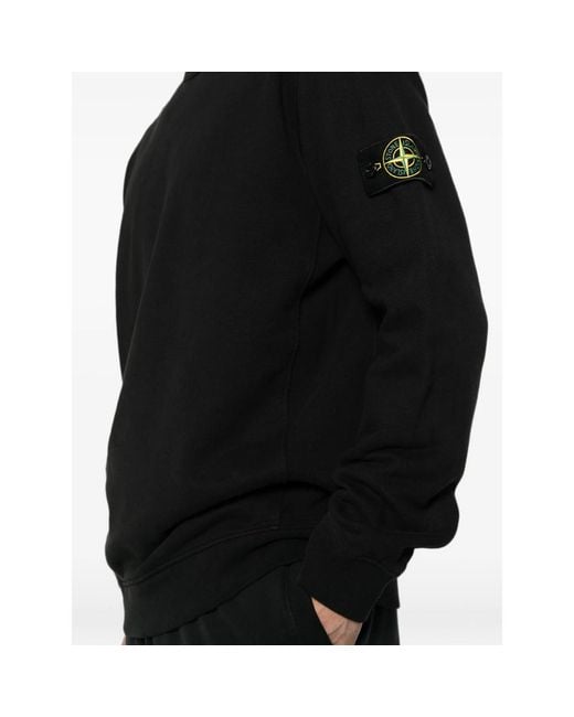 Stone Island Black Compass-Patch Sweatshirt for men