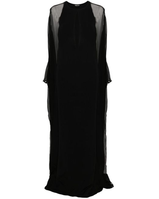 Tom Ford Black Semi-Sheer-Panelled Maxi Dress