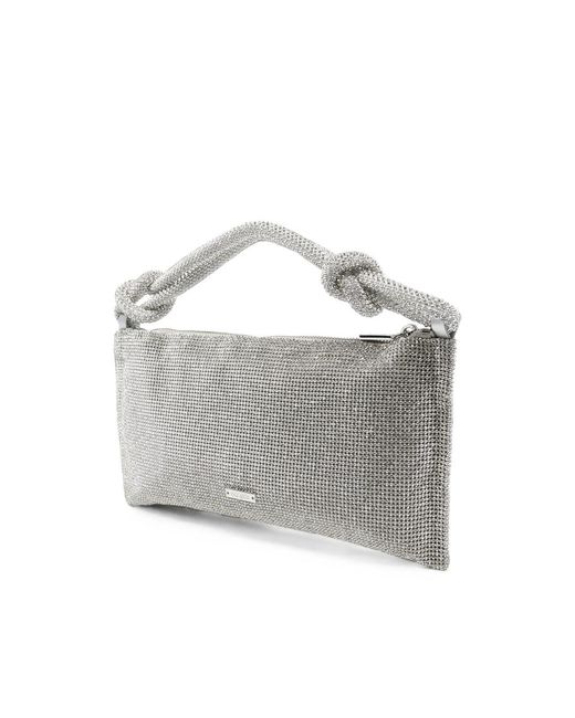 Cult Gaia Gray Crystal-Embellished Knotted Shoulder Bag