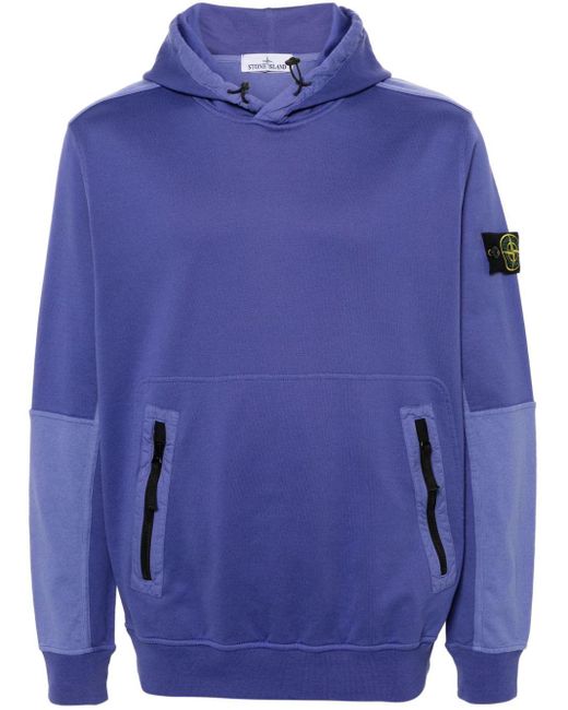 Stone Island Blue Compass-Badge Cotton Hoodie for men