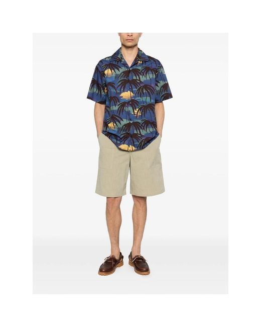 Drole de Monsieur Blue Palm Button Shirt for men