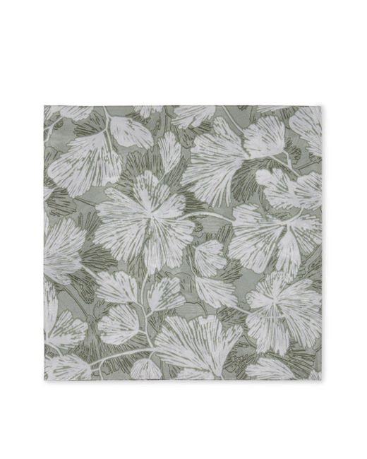 Brunello Cucinelli Gray Floral-Print Silk Scarf