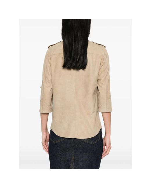 SANTORO Natural Chest-Pockets Buttoned Jacket