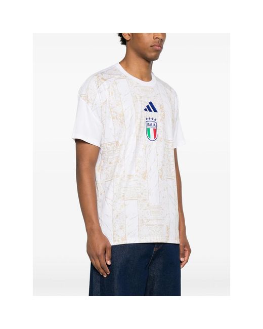 Adidas White T-Shirt Marble Logo Patch for men
