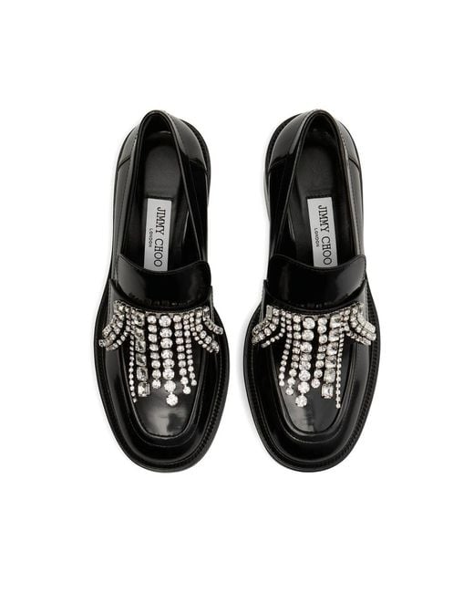 Jimmy Choo Black 50Mm Tylor Crystal-Embellished Loafer Pumps