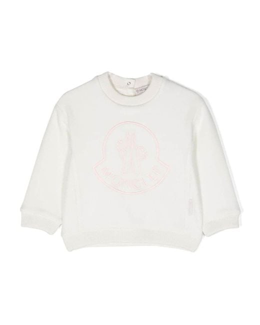 Moncler White Logo-Embroidered Fleece Sweatshirt