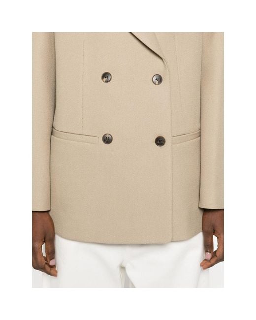 By Malene Birger Natural Double-Breasted Flap Pocket Jacket
