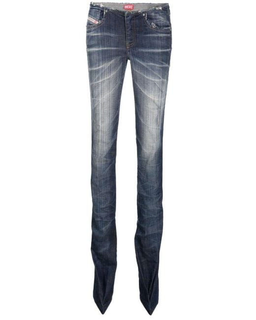 DIESEL Blue Heeled Low-Rise Bootcut Jeans