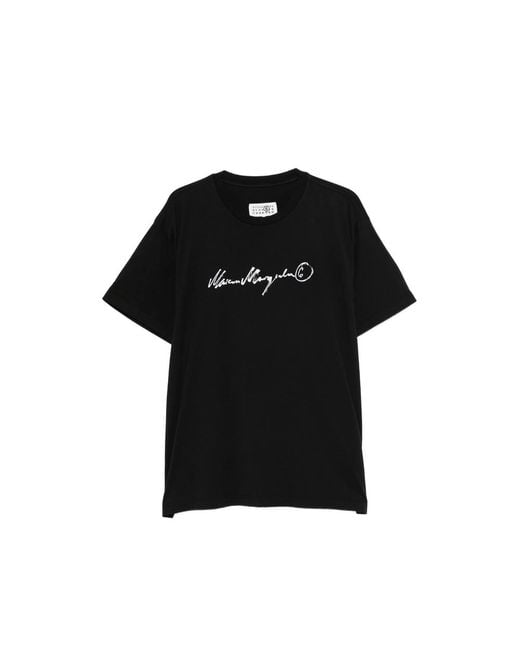 MM6 by Maison Margiela Black Logo-Print T-Shirt for men