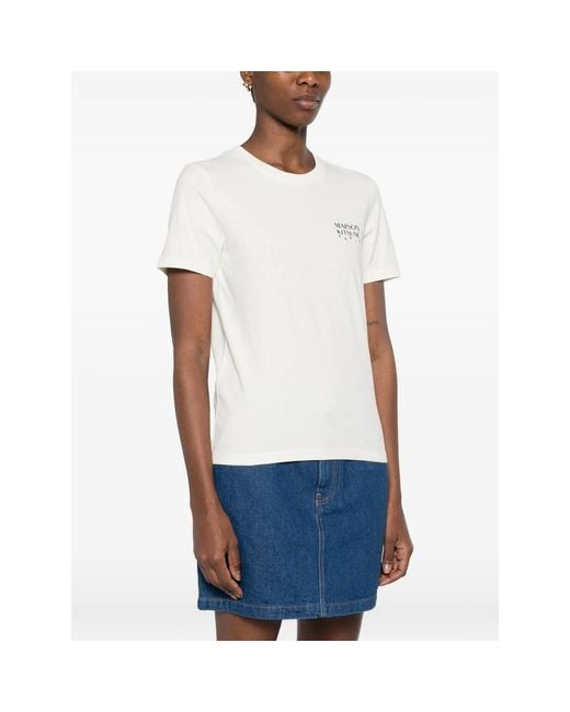 Maison Kitsuné White T-Shirt Neutral Print
