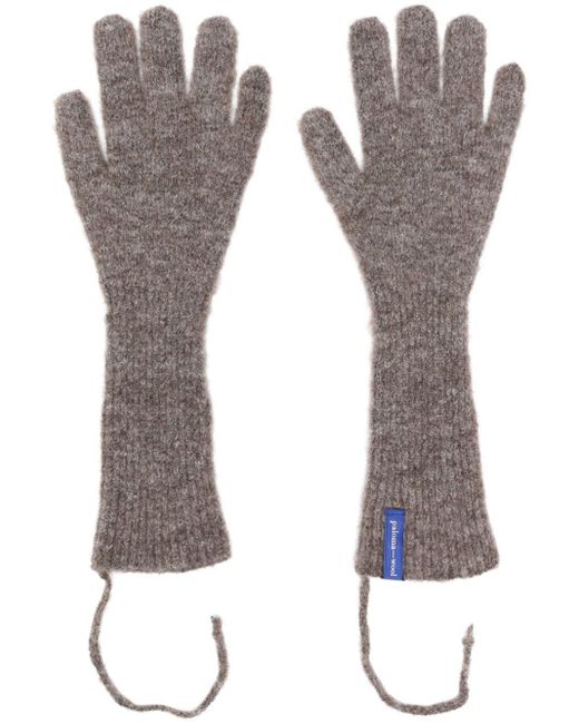 Paloma Wool Gray Brushed-Effect Ribbed-Knit Gloves