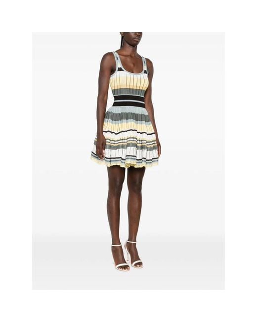 Alaïa White Crinoline Striped Pleated Mini Dress