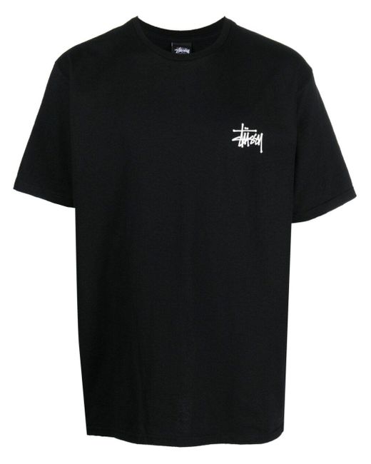 Stussy Black Logo-Print Crew-Neck T-Shirt for men